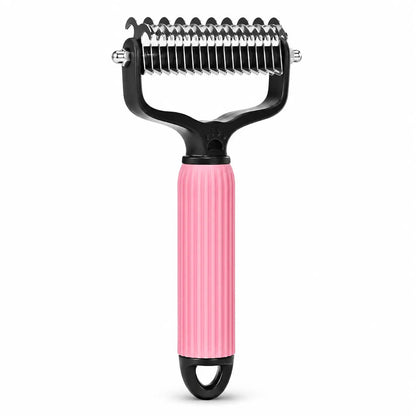 Dual-Sides Stainless Steel Slicker Brush & Undercoat Rake, Pet Grooming Tool for Cats & Dogs with Thick/Long Hair, Demats Tangles, Removes Loose Fur, Reduces Shedding