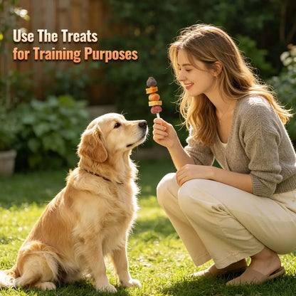 「Buy 1 Get 1 Free」Jungle Calling Chicken, Duck, Beef, Sweet Potato & Pumpkin Kabob Dog Treats, Multi-Flavor Dog Chews, Rawhide Sticks, Chew Sticks, Kabob Treats, Pet Snacks, Reward Treats, Training Treats, Dog Snack Sticks,