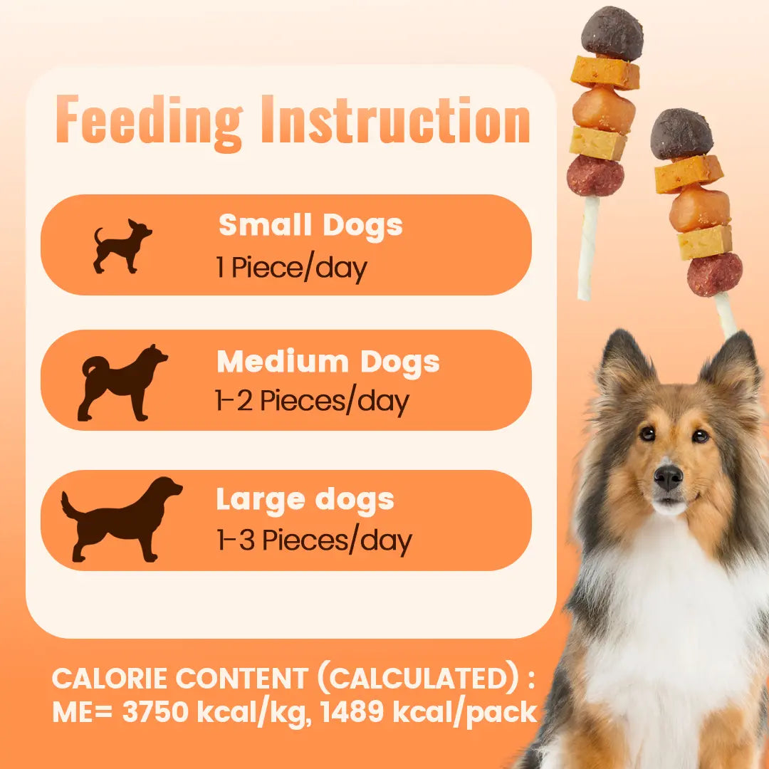 「Buy 1 Get 1 Free」Jungle Calling Chicken, Duck, Beef, Sweet Potato & Pumpkin Kabob Dog Treats, Multi-Flavor Dog Chews, Rawhide Sticks, Chew Sticks, Kabob Treats, Pet Snacks, Reward Treats, Training Treats, Dog Snack Sticks,