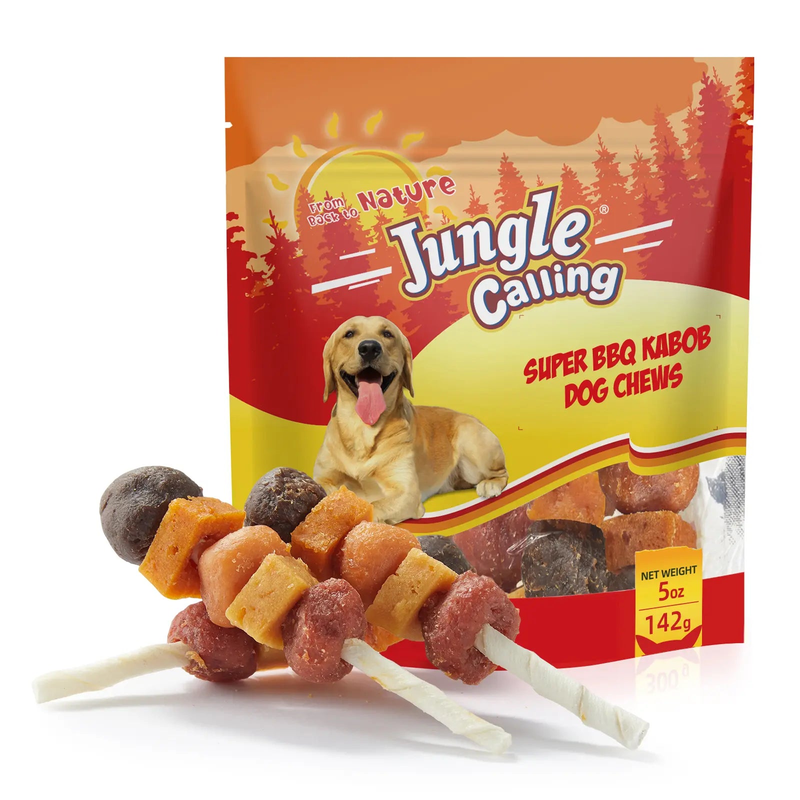「Buy 1 Get 1 Free」Jungle Calling Chicken, Duck, Beef, Sweet Potato & Pumpkin Kabob Dog Treats, Multi-Flavor Dog Chews, Rawhide Sticks, Chew Sticks, Kabob Treats, Pet Snacks, Reward Treats, Training Treats, Dog Snack Sticks,